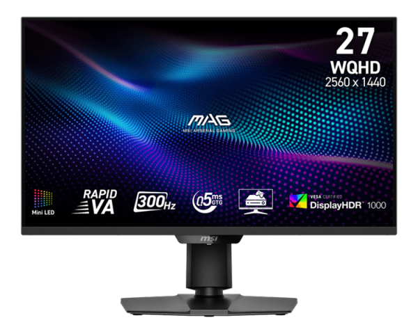 MSI MAG 274QPF X30MV 27" 16:9 WQHD(2560x1440) Rapid VA Flat, DisplayHDR 1000, 0.5ms, 5000:1, 100M:1, 400nits, 178/178, 2xHDMI 2.1, DP 1.4a, Tilt,Swivel,Height,Pivot,VESA,300Hz,Black,1y w-ty
