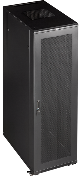 Шкаф 19" Business, 42U 600x800, черный, передняя дверь стекло, задняя дверь распашная металл