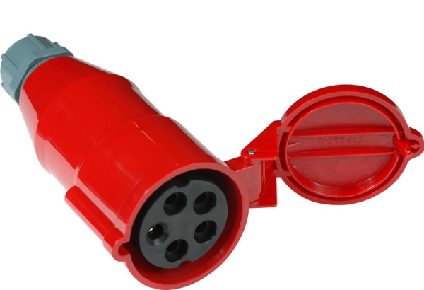Розетка IEC 309 трехфазная, 32A, 380V, разборная, красная