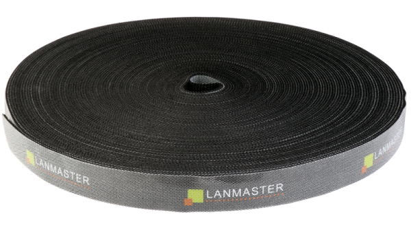 Хомут-липучка LANMASTER шириной 20 мм, 30 м, черный
