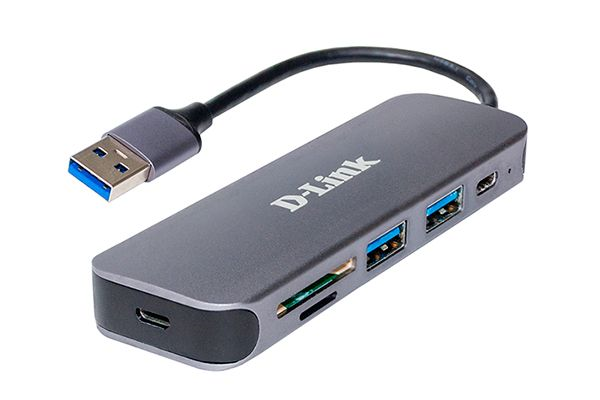 D-Link DUB-1325/A1A, 2-port USB 3.0, USB Type-C port, SD and microSD card slots Hub.2 downstream USB type A (female) ports, 1 downstream USB type C (female) port, 1 upstream USB type A (male), 1 SD