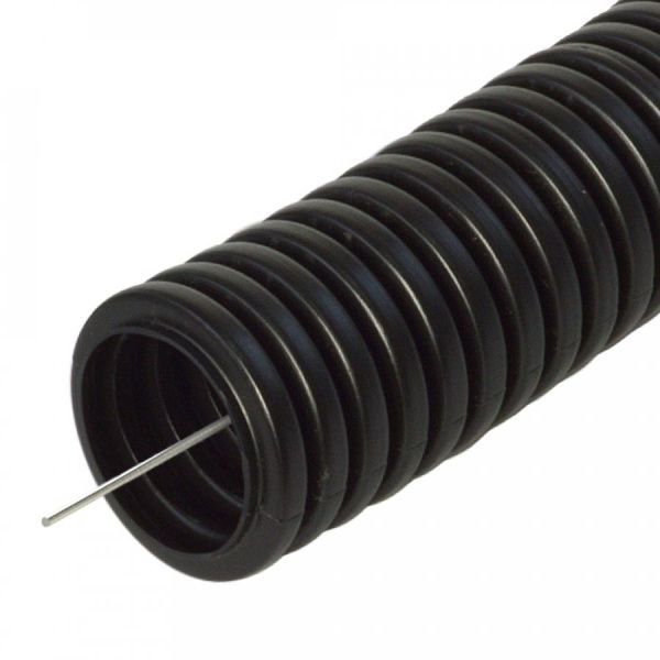 Труба гофрированная ПП лёгкая 350 Н безгалогенная (HF) стойкая к ультрафиолету чёрная с/з dвн 14,1 мм, dнар 20 мм (100м/4800м уп/пал)