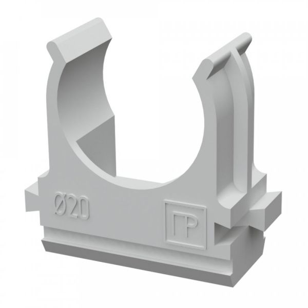 Крепеж-клипса для труб АБС-пластик в п/э d20 мм (100шт/1500шт уп/кор)