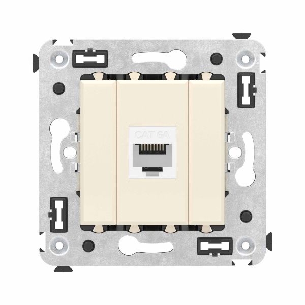 Компьютерная розетка RJ-45 без шторки в стену, кат.6А одинарная, Avanti, ванильная дымка