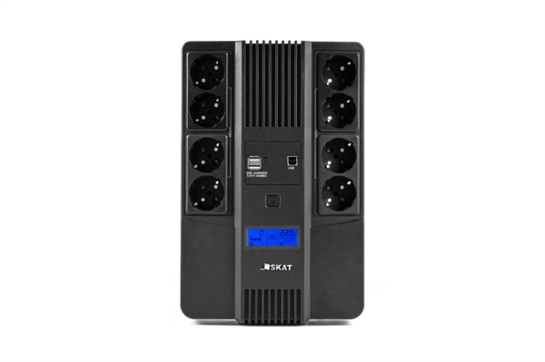 (8933) SKAT-UPS 800-AID-IN-1x9-8 ИБП 220В 480Вт, LCD, АКБ 1x 9Ач, line interactive, мод.синус, 8хSchuko,2xUS