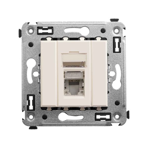 Компьютерная розетка RJ-45 в стену, кат.5e одинарная экранированная, Avanti, ванильная дымка