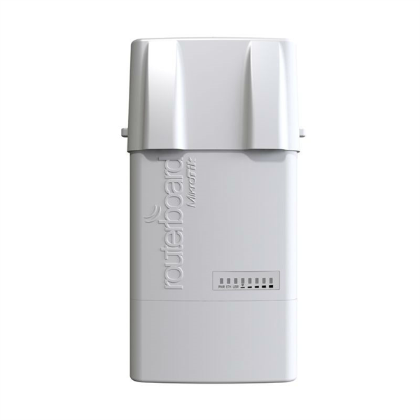 MikroTik BaseBox 5 with 600Mhz Atheros CPU, 64MB RAM, 1xGigabit LAN, USB, miniPCIe, built-in 5Ghz 802.11a/n 2x2 two chain wireless with two RP-SMA connectors, RouterOS L4, outdoor enclosure, POE, PSU,