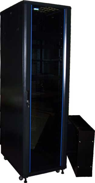 Шкаф 19" Business, 27U 600x1000, черный, передняя дверь стекло, задняя дверь распашная металл