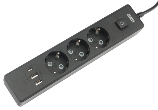 Power Cube сетевой фильтр c USB, 1,9 метра, USB-порты:Type-A: 2 шт,Type-C: 1 шт.зарядка 3.5А/20вт, 3 розетки с заземлением, 16А/3,5кВт, cечение провода: 3х1,0мм2, черный, 2 года гарантии, Россия