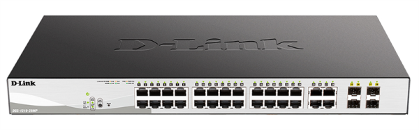 D-Link PROJ Настраиваемый L2 PoE-коммутатор, 24x1000Base-T PoE, 4хCombo 1000Base-T/SFP, PoE-бюджет 370 Вт, упрощенный интерфейс CLI
