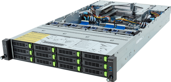 Gigabyte Server Platform R283-Z94 Rev.3x / 2U / 2xAMD (9004/9005) / 2xHS / 24xDIMM / 12xLFF NVME/SAS/SATA + 4xSFF SATA/SAS + 3xM.2 PCIe Gen3 / 2x1GbE / 2xOCP 3.0 / 2xFHHL / 2x1600W / Rails