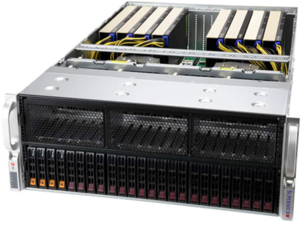 Supermicro GPU A+ 4U Server 4125GS-TNRT noCPU(2)9004 EPYC/TDP 400W/no DIMM(24) only DDR5/SATARAID HDD(2)SFF NVMe(4)SFF/2x10Gbe/support up to 8 double/Single width GPU/4x2000W Supermicro GPU A+ 4U Server 4125GS-TNRT noCPU(2)9004 EPYC/TDP 400W/no DIMM(24) only DDR5/SATARAID HDD(2)SFF NVMe(4)SFF/2x10Gbe/support up to 8 double/Single width GPU/4x2000W