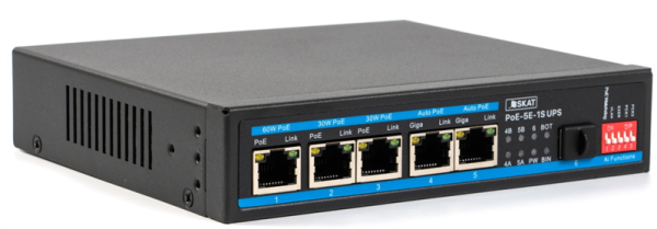 (4086) SKAT PoE-UPS-5E-1S бесперебойный POE коммутатор, мощность 75Вт, порты: 5-Ethernet, 1-SFP (4086) SKAT PoE-UPS-5E-1S бесперебойный POE коммутатор, мощность 75Вт, порты: 5-Ethernet, 1-SFP