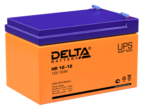 Delta Аккумуляторная батарея для ИБП HR 12-12 (12V/12Ah)
