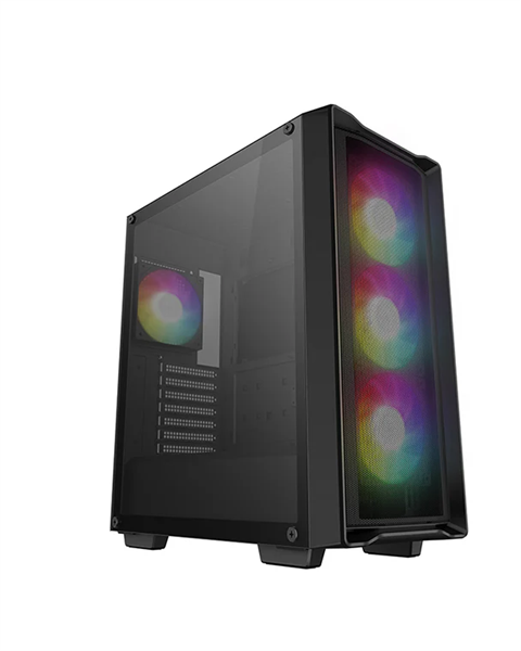 Deepcool CC560 MESH V2 без БП, боковое окно (закаленное стекло), 3x120мм ARGB LED вентилятор спереди и 1x120мм ARGB LED вентилятор сзади, черный, ATX