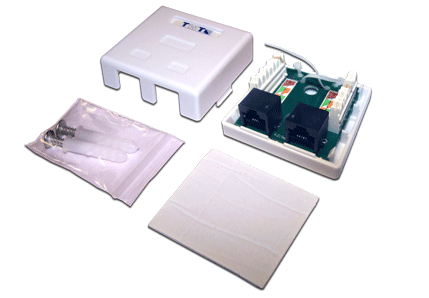 Настенная розетка, 2 порта RJ-45 категории 6, STP, белая