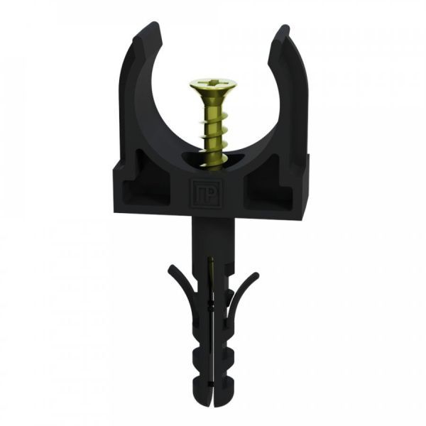 Крепеж-клипса с дюбелем и саморезом чёрная d25 мм в малой упаковке (10шт/450шт уп/кор) Крепеж-клипса с дюбелем и саморезом чёрная d25 мм в малой упаковке (10шт/450шт уп/кор)