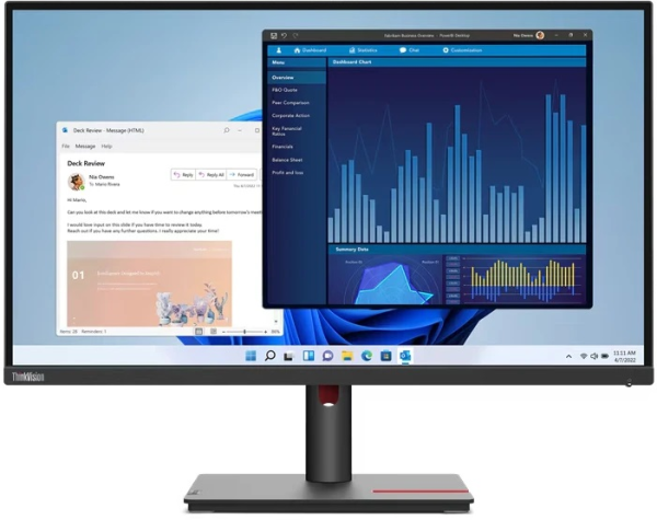 Lenovo ThinkVision T27p-30 27" 16:9 UHD(3840x2160)IPS, 4ms, 350nits, 1300:1, 178/178, 1xHDMI 2.1, 1xDP1.4, 1xType-C, 1xRJ-45, USB HUB(4xUSB 3.2 Gen1), 1xAudioOut(3.5 mm), Tilt, Swivel, Pivot, Lift, 1Y