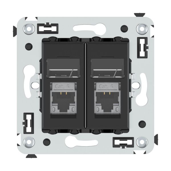 Компьютерная розетка RJ-45 в стену, кат.6 экранированная двойная, Avanti, черный матовый