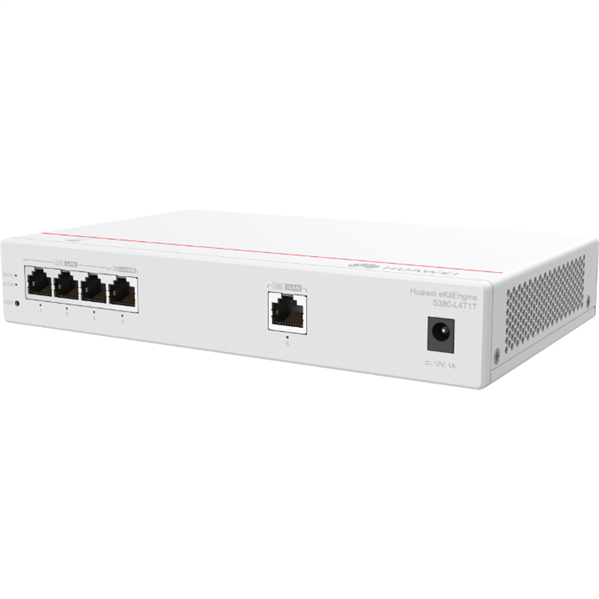 HUAWEI eKit Gateway S380-L4T1T, 1*GE WAN, 4*GE LAN, up to 150 users, forwarding performance 2Gbps