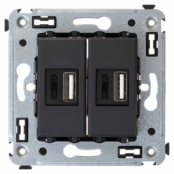 USB зарядное устройство в стену 2.1 А, Avanti, черный матовый
