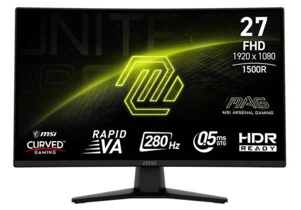 MSI MAG 274CXF 27" 16:9 FHD(1920x1080) VA Curve 1500R,1ms(MPRT),4000:1,100M:1,300nit,178/178,2xHDMI 2.0,1xDP 1.2, Tilt,VESA,280HZ,Black,1y war-ty