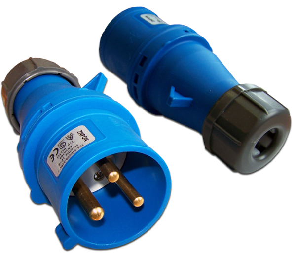 Вилка IEC 309 однофазная 32A, 250V, разборная, синяя