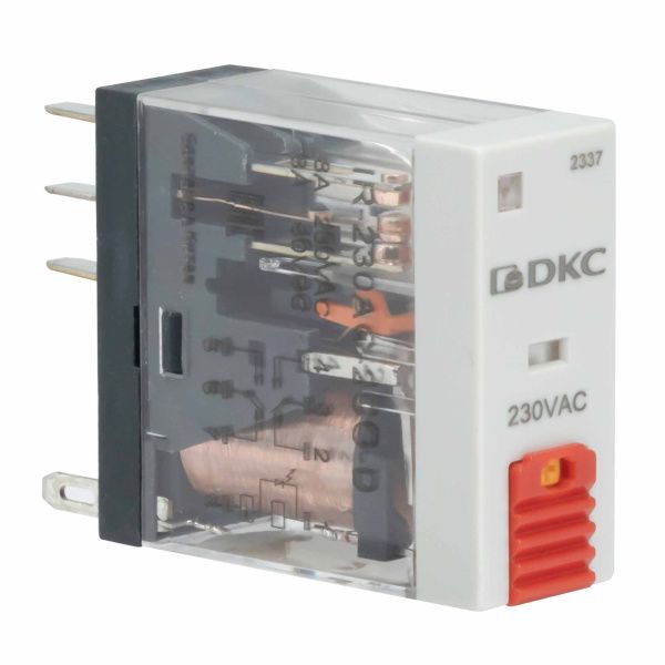 Реле миниатюрное промышленное, 2CO, ком. ток 8А, AgSnO2, напряжение 12V AC, опция: тест-кнопка+светодиод