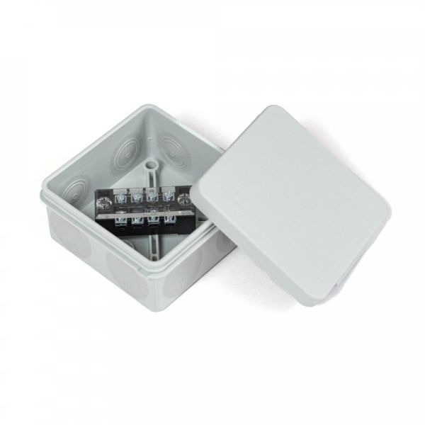 Коробка распределительная для прямого монтажа двухкомпонентная (HF) в комплекте с 4-кл. зажимами, сечение до 1,5 мм², 80х80х40 серая