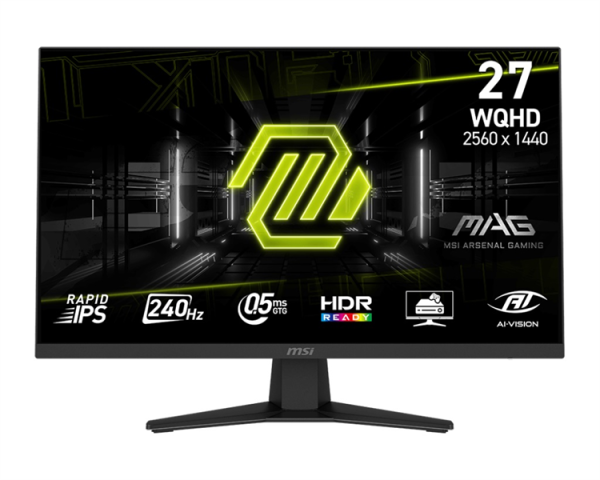 MSI MAG 274QF X24 27" 16:9 WQHD(2560x1440) Rapid IPS Flat, 0,5ms, 1000:1, 100M:1, 250nits, 2xHDMI 2.0b, DP 1.4a, Tilt, VESA,240Hz,Black,1y w-ty