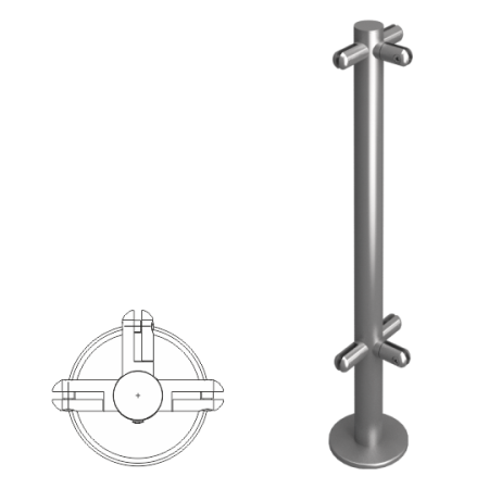 Стойка ограждения T-образная под стекло высотой 800 мм