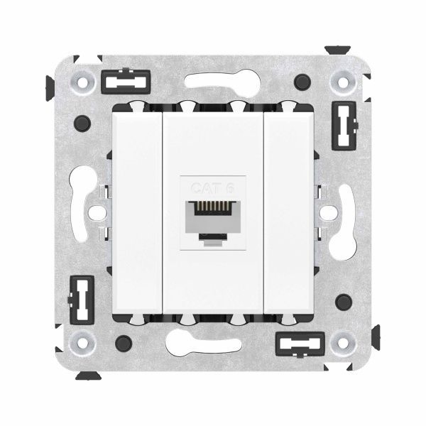Компьютерная розетка RJ-45 без шторки в стену, кат.6 одинарная, Avanti, белое облако