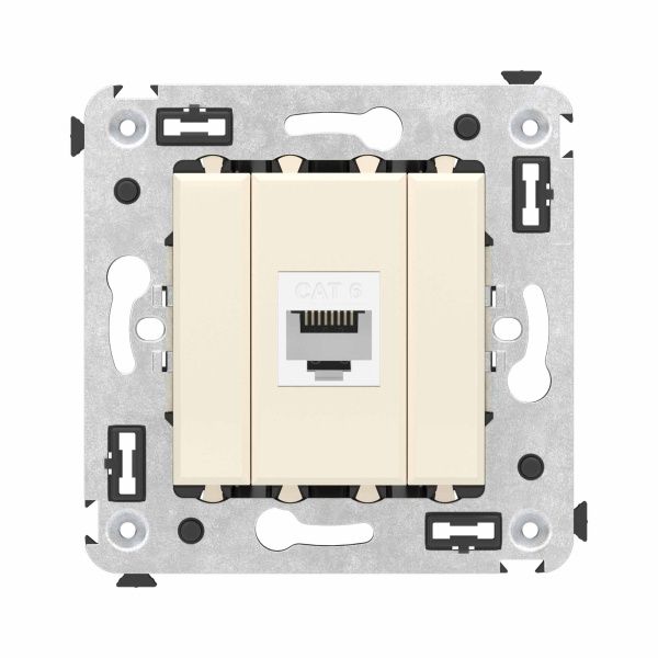 Компьютерная розетка RJ-45 без шторки в стену, кат.6 одинарная, Avanti, ванильная дымка