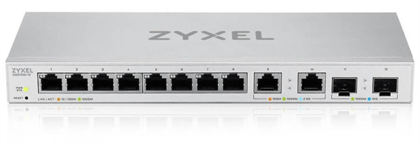 Мультигигабитный Smart L2 коммутатор Zyxel XGS1210-12, 8xGE, 2x1/2,5GE, 2xSFP+, настольный, бесшумный