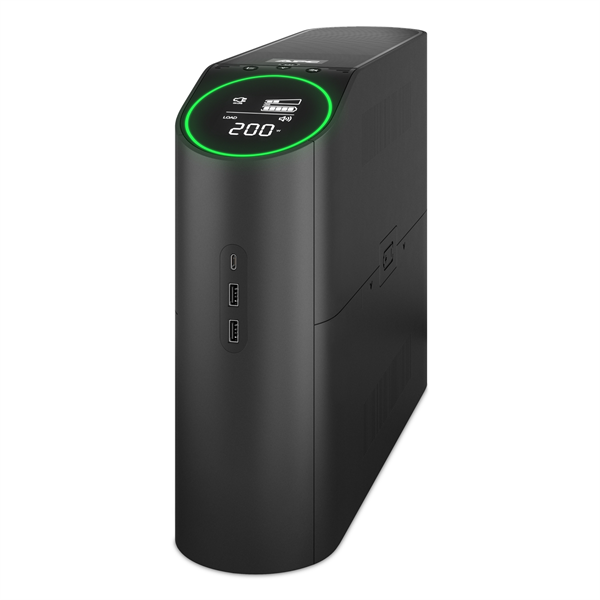 APC Back-UPS Pro for Gaming, 2200VA/1320W, 230V, 4xSchuko and 2xIEC C13 outlets, RGB Lights, Data/DSL protrct, 2x Type A and 1x Type C USB, Midnight(Black), 1 year warranty