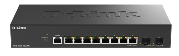 Управляемый L2 коммутатор, 8x1000Base-T, 2x10GBase-X SFP+, защита от статического электричества до 6 кВ, CLI, консольный порт RJ-45, RPS, поддержка Dying Gasp Управляемый L2 коммутатор, 8x1000Base-T, 2x10GBase-X SFP+, защита от статического электричества до 6 кВ, CLI, консольный порт RJ-45, RPS, поддержка Dying Gasp