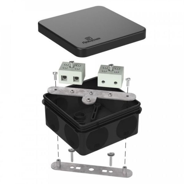 Коробка огнестойкая для о/п двухкомпонентная 60-0210-FR10.0-4 Е15-Е120 RAL9005 80х80х40 (44 шт/кор)