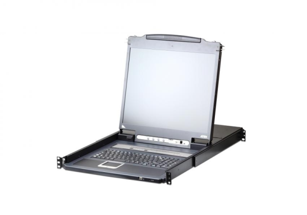 ATEN 17" 1-Local/Remote Share Access 8-Port PS/2-USB VGA Single Rail LCD KVM over IP switch