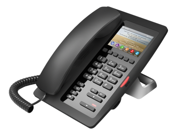 Fanvil H5W, 2 SIP-акк., 3.5", 480x320 Цвет. экран, POE, БП в комп., 2x100 Mbps, Wi-Fi, Чёрный, 6 прог. клав.