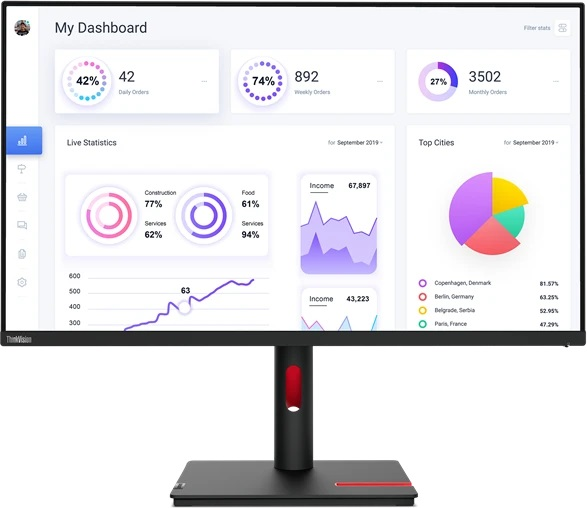 Lenovo ThinkVision T32p-30 31.5" 16:9 IPS 3840 x 2160 4ms (GtG) 1000:1 350cd/m 178 / 178° /HDMI 2.0/DP 1.4/USB Type-C Gen (DP1.4 Alt Mode)/LTPS