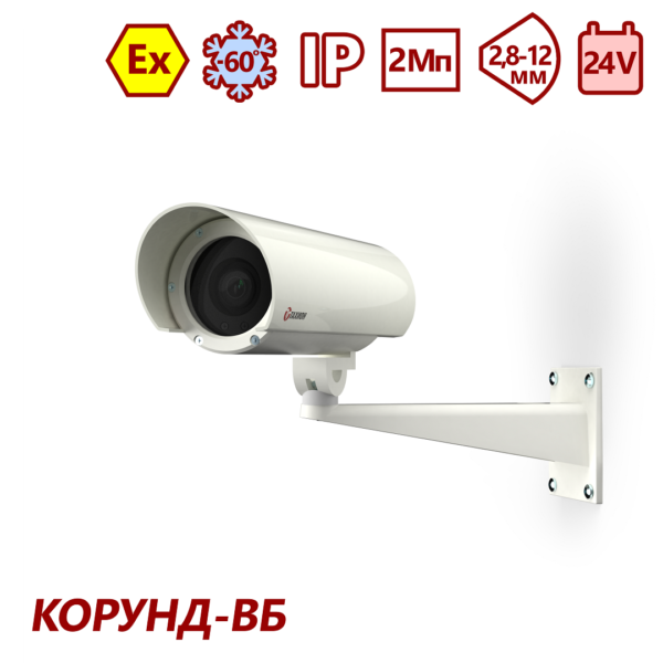 Видеокамера взрывозащищённая сетевая серии «Корунд-» ТВК-61IP-4М-V2812-24VDC Ex