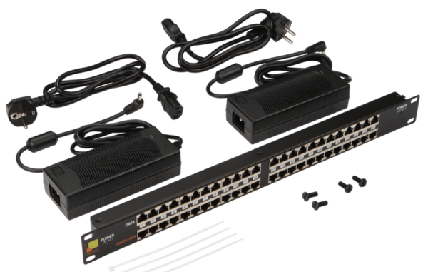 Панель POE 19", 24 порта, с двумя блоками питания 48V, 120W