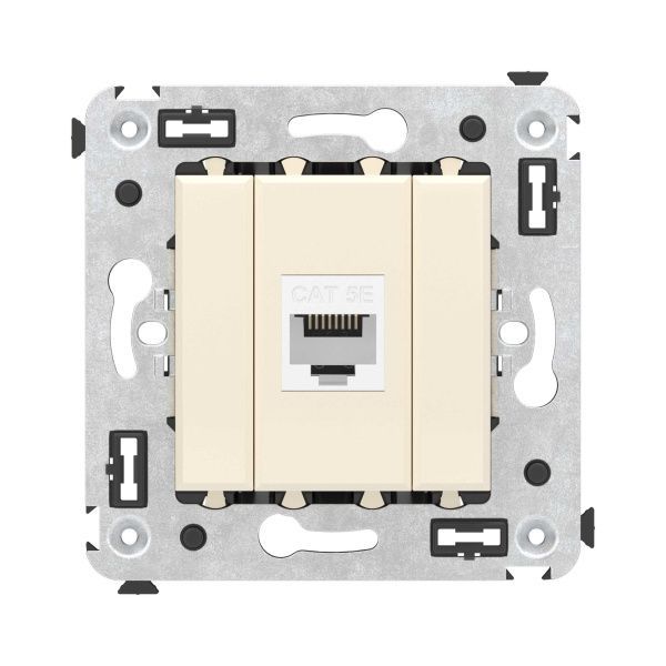 Компьютерная розетка RJ-45 без шторки в стену, кат.5е одинарная, Avanti, ванильная дымка