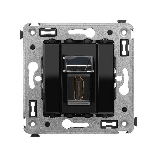 HDMI розетка одинарная в стену, тип А-А, Avanti, черный квадрат
