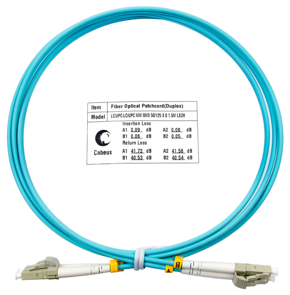 Cabeus FOP-50-LC-LC-0,5m Шнур оптический duplex LC-LC 50/125 mm OM3 0,5м LSZH