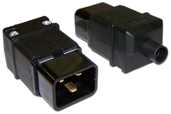 Вилка IEC 60320 C20, 16A, 250V, прямая, разборная, черная