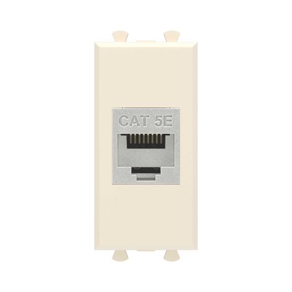 Компьютерная розетка RJ-45 без шторки модульная, кат.5е экранированная, Avanti, ванильная дымка, 1 модуль