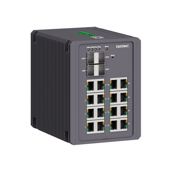 Промышленный управляемый коммутатор, 4×100Base-FX, 1000Base-X SFP слота:16×10/100/1000Base-T(X) портов RJ45, консольный порт Mini USB, поддержкаPROFINET, 24-48В DC (18-72В DC), с резервированием