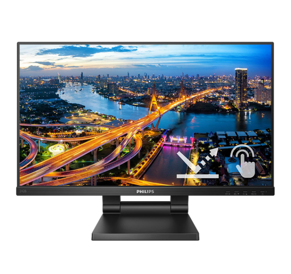 23,8" Philips  242B1TC 1920х1080@75Гц IPS W-LED 16:9 SmoothTouch 4ms VGA HDMI DP 4xUSB3.0 50M:1 1000:1 170/160 250cd Tilt HAS Speakers Black