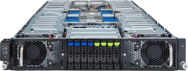 Gigabyte Server Platform G293-Z42 Rev.3x / 2U / 2xAMD (9004/9005) / 2xHS / 24xDIMM / 4xSFF NVME/SAS/SATA + 4xSFF SATA/SAS / 8xGPUs DS / 2x10GbE / 8xFHFL + 2xLP / 2x3000W / Rails